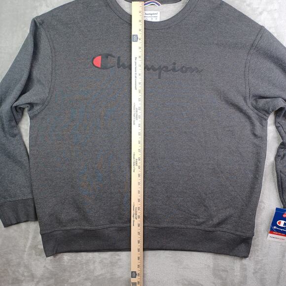 Champion Men Powerblend Graphic Script Logo Sweatshirt Size 2XL Gray Crew Y06794 - Picture 11 of 13